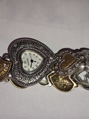 Chicos Heart Motif Bracelet Watch in Silver & Gold Tones